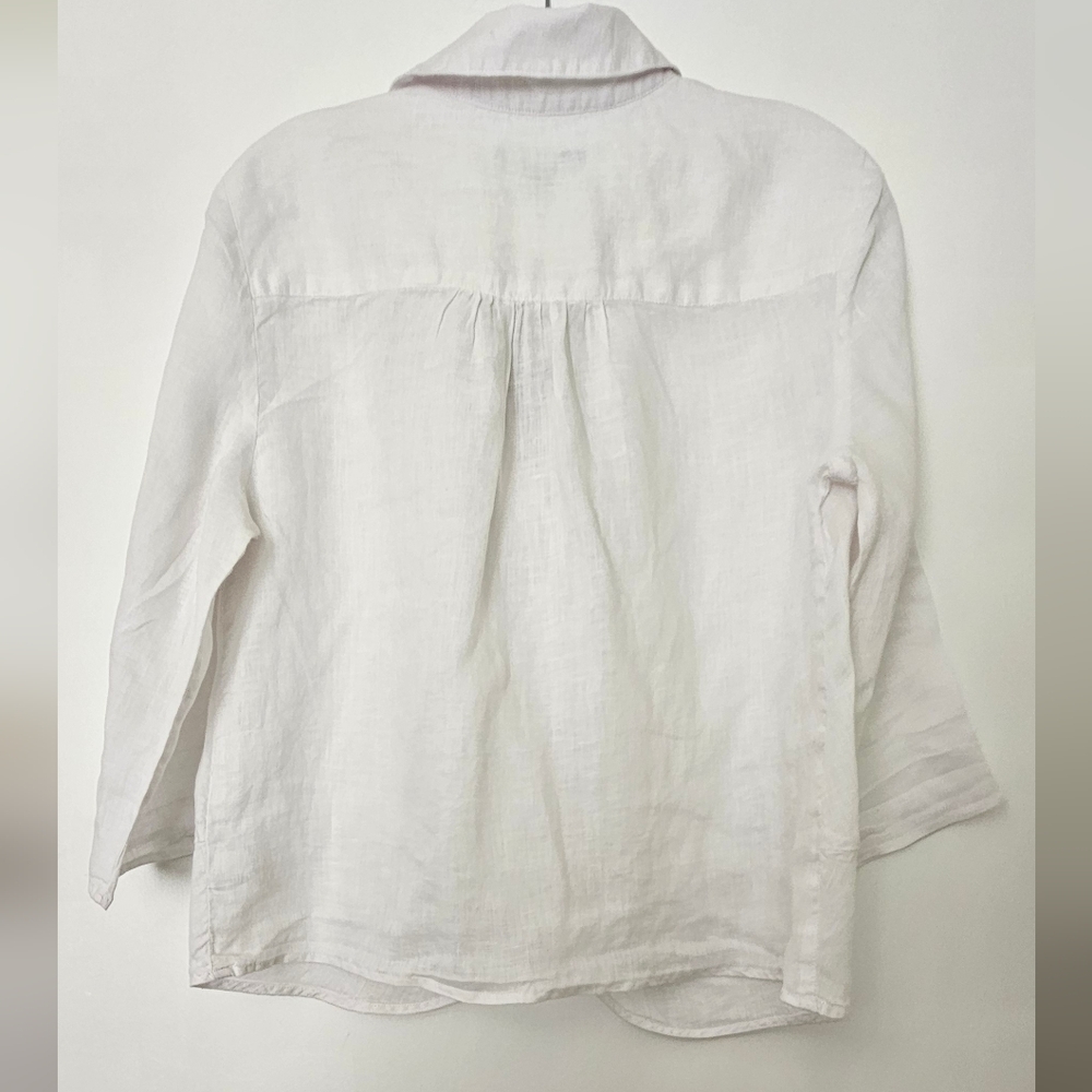 INC International Concepts Blouse Twist hem Top Linen White 3/4 Sleeves Size L - Picture 6 of 8